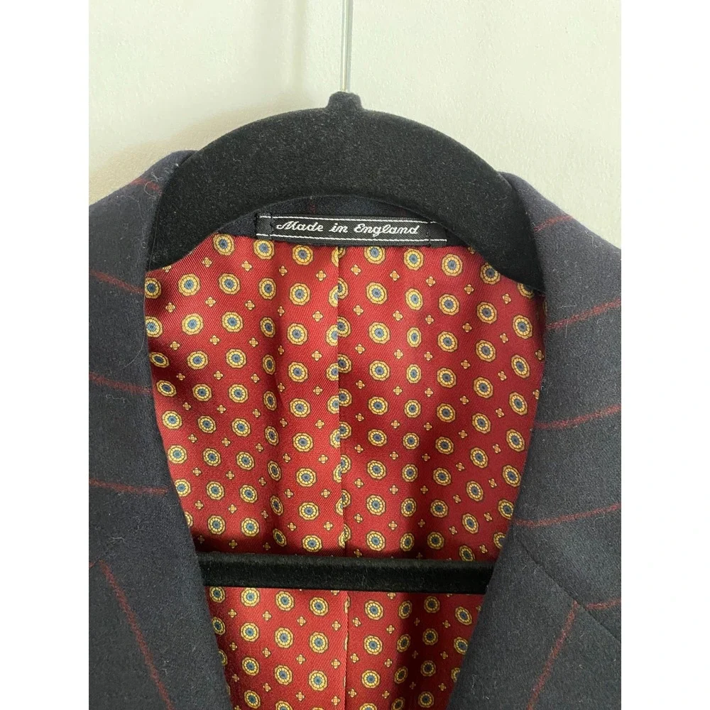 Carroll & Co Chester Barrie Mens 42R Blazer Navy Red Pinstripe Wool England